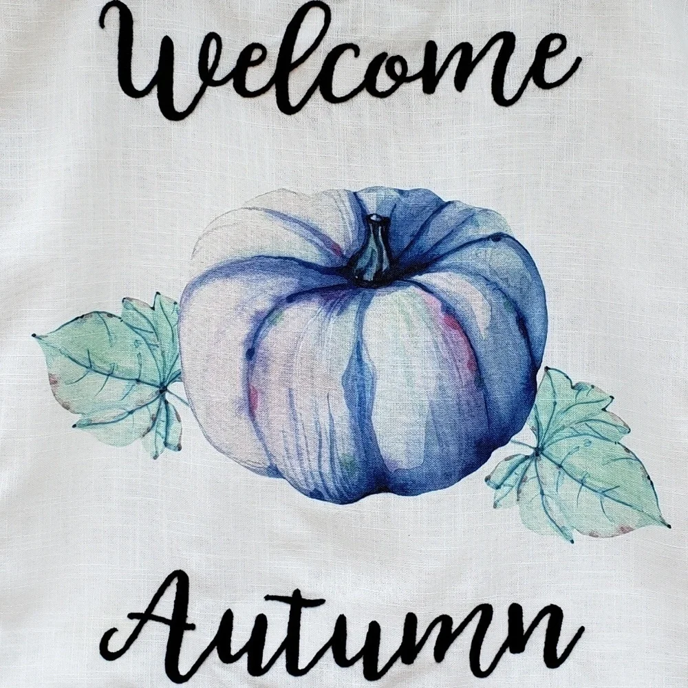 Welcome Autumn blue pumpkin pillowcase